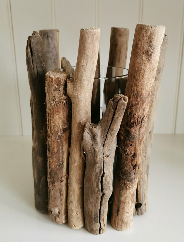 Holz Kerzenhalter/Vase