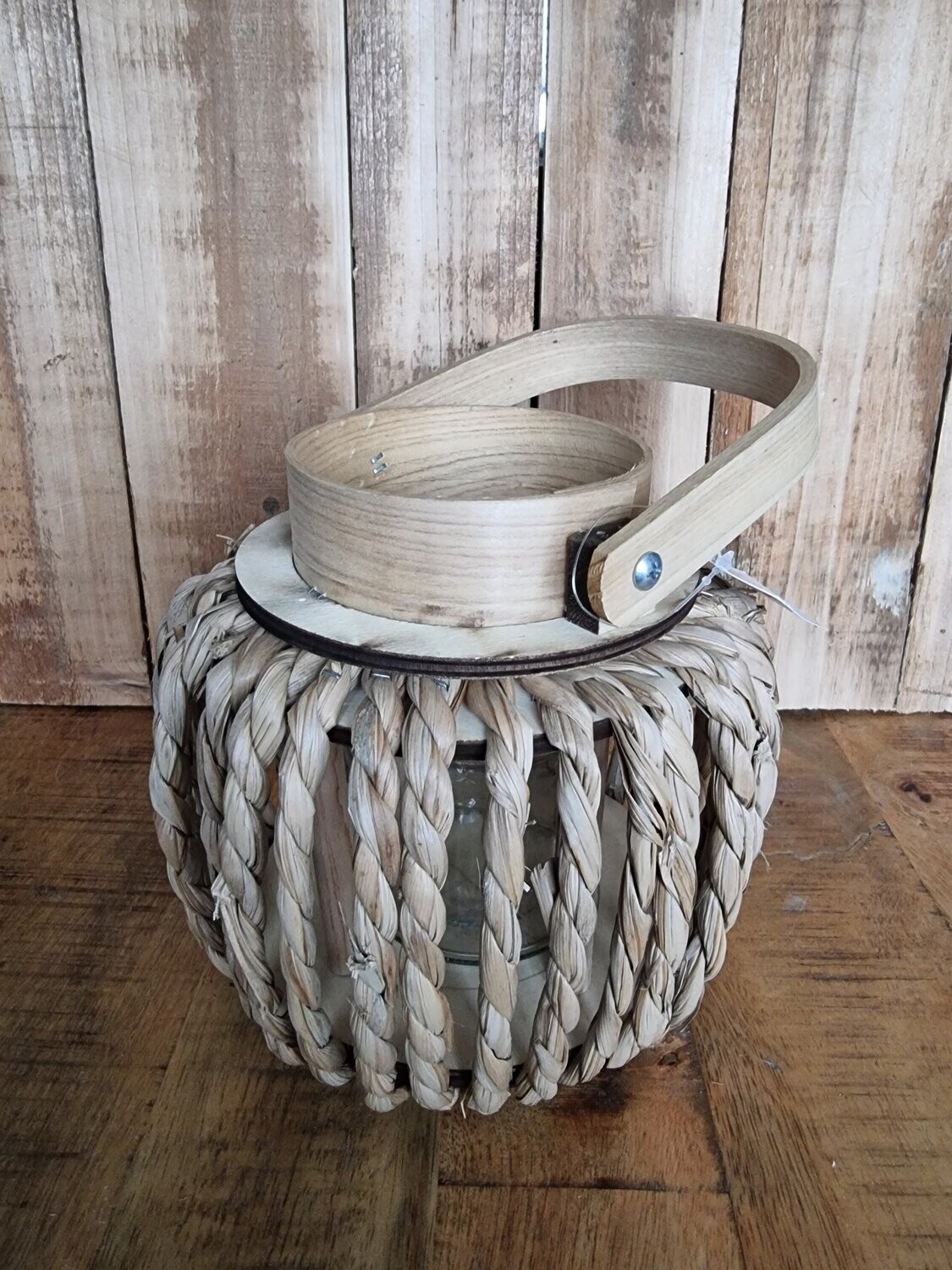 Holz/Seegras Laterne geflochten