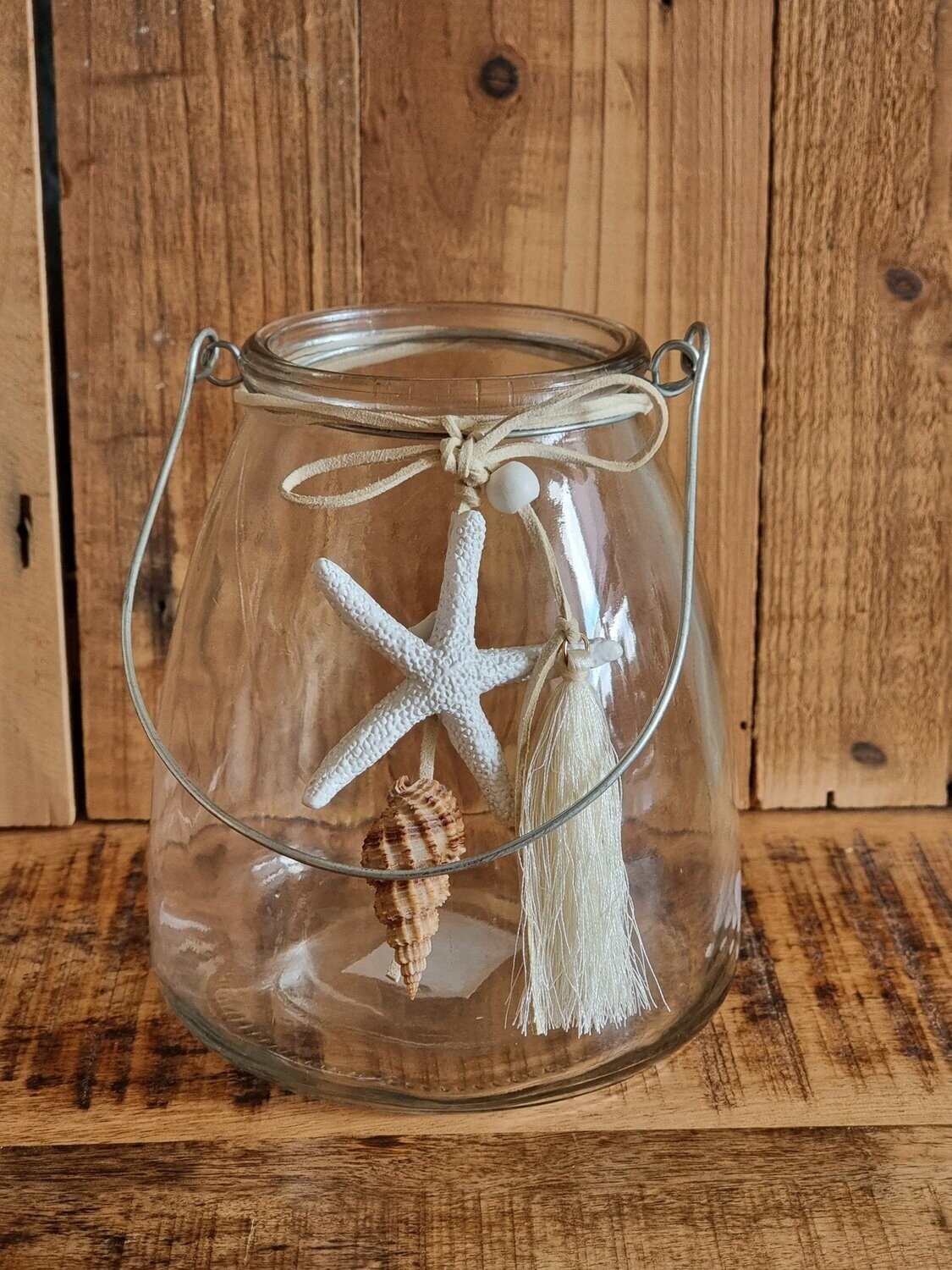 Glas-Windlicht mit Henkel