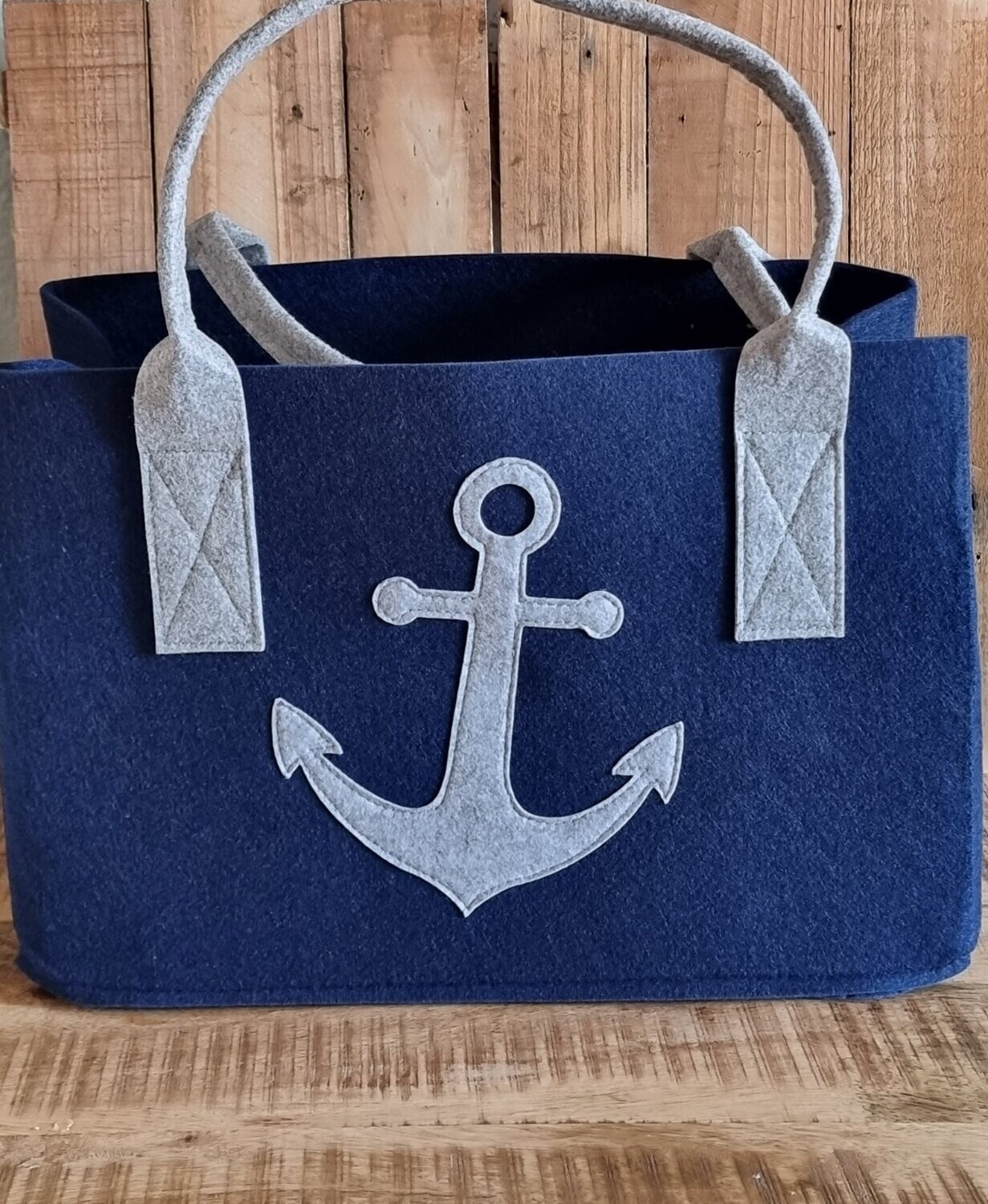 Tasche Filz Anker dunkelblau mit Henkel