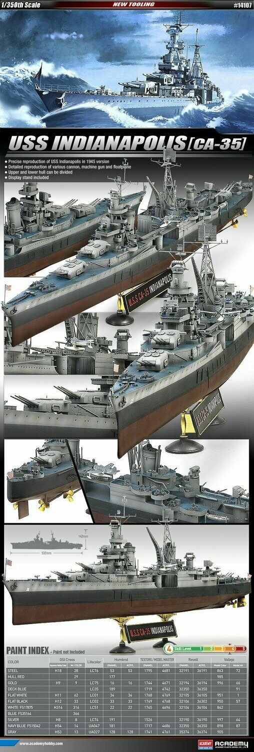 Academy 14107 1/350 CA-35 USS INDIANAPOLIS