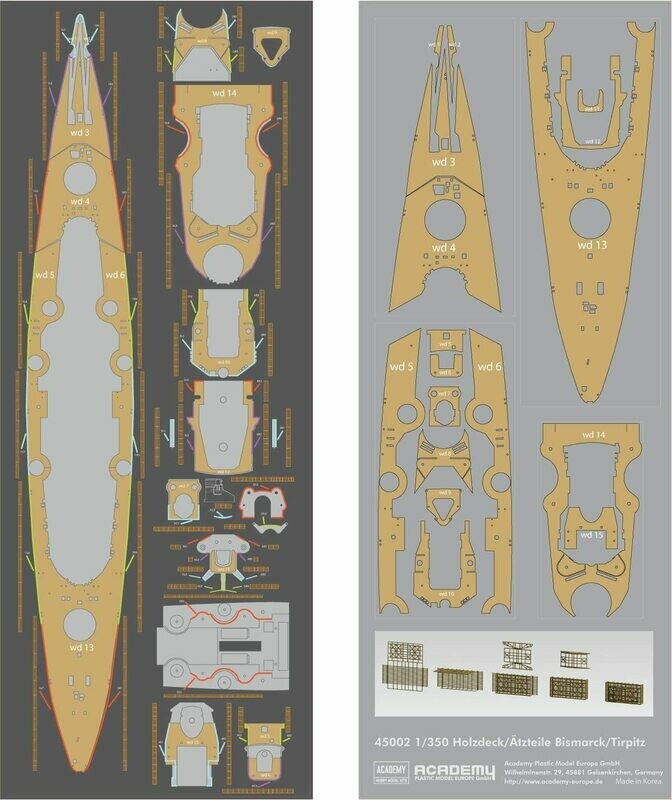 Academy 45002 1/350 Holzdeck/Ätzteile Bismarck/Tirpitz(Academy)