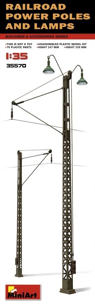 Miniart MA35570 1/35 Railroad power poles &  lamps