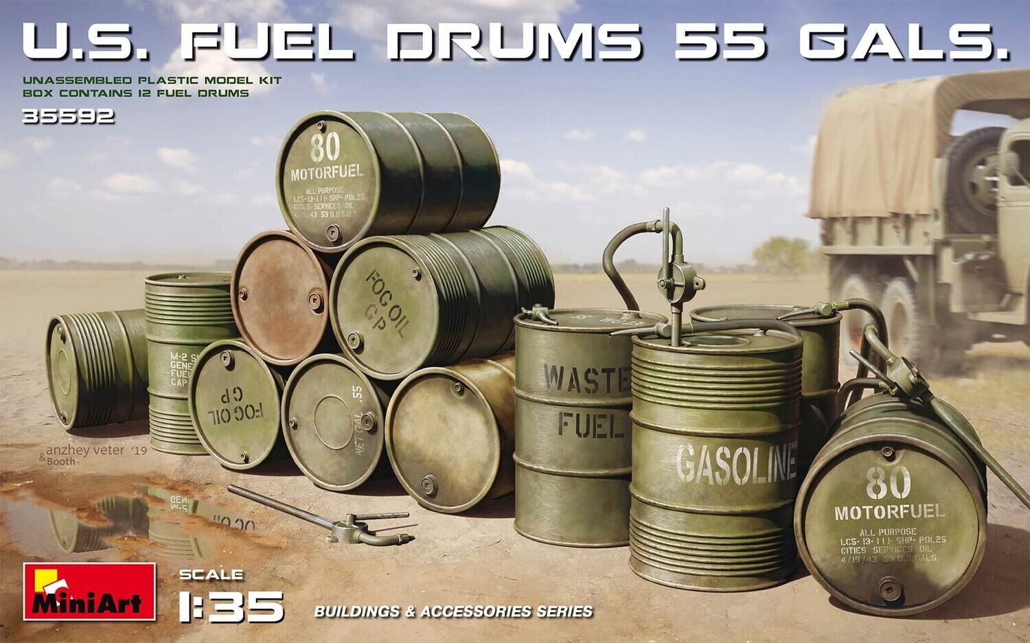 Miniart MA35592 1/35 U.S. Fuel Drums - 55 Gals
