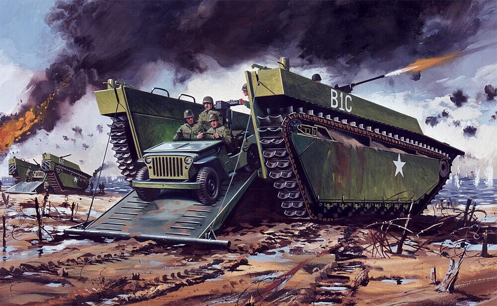 Airfix AF02302V 1/76 Buffalo Amphibian LVT & Jeep VINTAGE