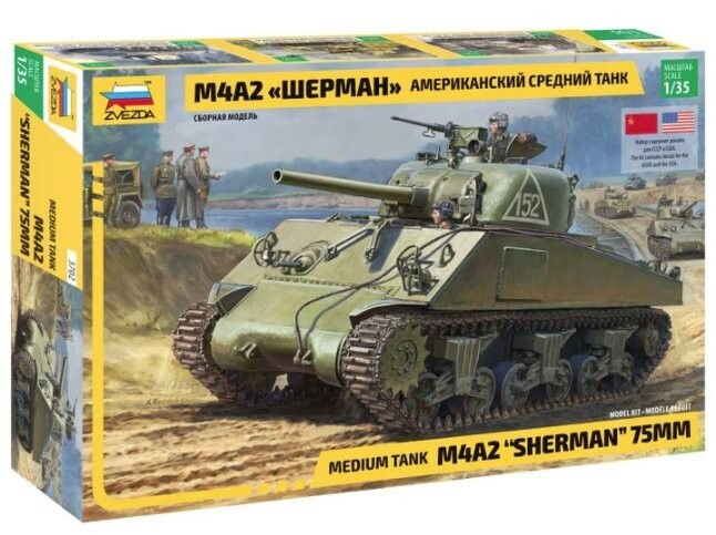 Zvezda ZV3702 1:35 M4A2 Sherman (75mm) Medium US Tank - ANGEBOT !!!