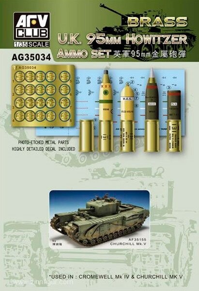 AFV CLUB AFVAG35034 1/35 UK 95mm Howitzer Ammo (BRASS)