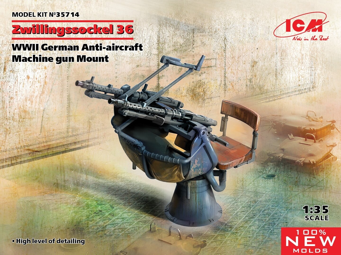 ICM ICM35714 1/35 Zwillingssockel 36  Germ. AA Machine Gun