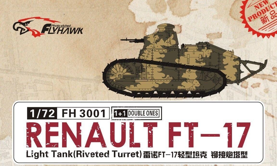 Flyhawk FH3001 1/72 Renault FT-17 light Tank (Riveted Turret) 2x