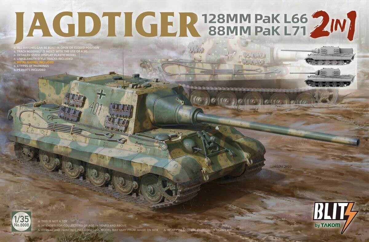 TAKOM TAK8008 1/35 Sd.Kfz.186 Jagdtiger 128mm PaK L66 & 88mm PaK L71   ( 2in1 )