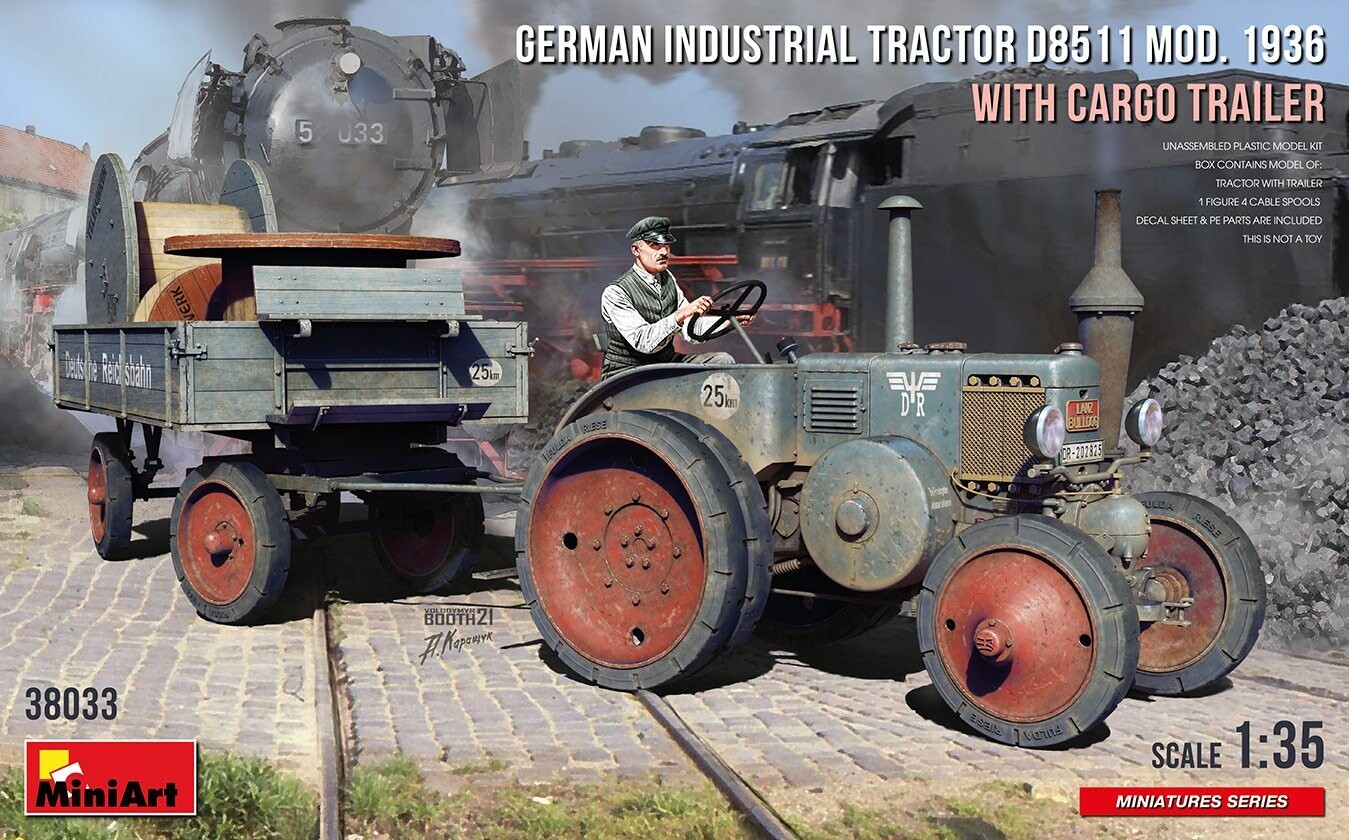 Miniart MA38033 1/35 Deutscher Industrieschlepper D 8511 Modell 1936 mit Anhänger