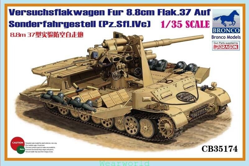 BRONCO CB35174 1/35 Versuchsflakwagen 8.8cm Flak 37 (Pz.Sfl.IVc)