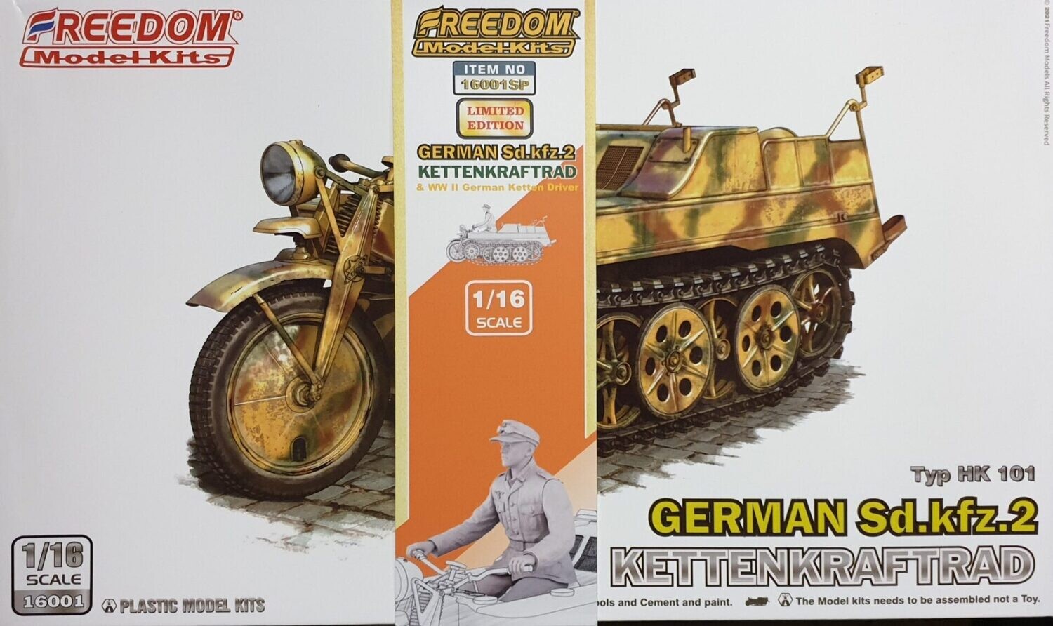 FREEDOM MODEL FM16001SP 1/16 Sd.Kfz. 2 Kettenkraftrad mit Fahrer Typ HK 101