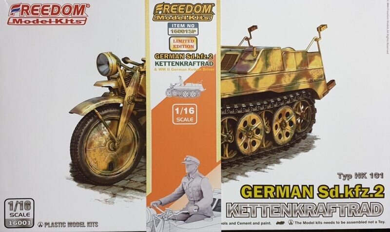 FREEDOM MODEL FM16001SP 1/16 Sd.Kfz. 2 Kettenkraftrad mit Fahrer Typ HK 101