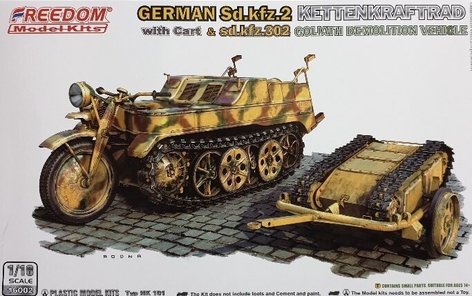 FREEDOM MODEL FM16002 1/16 Sd.Kfz. 2 Kettenkraftrad w/Cart & Sd.Kfz.302 FREEDOM MODEL FM16002 1/16 Sd.Kfz. 2 Kettenkraftrad w/Cart & Sd.Kfz.302