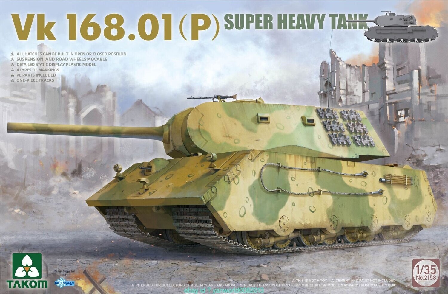 TAKOM TAK2158 1/35 Vk 168.01(P) Super Heavy Tank