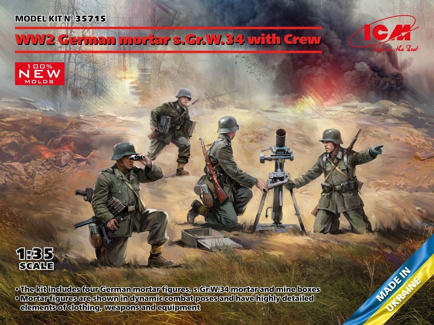 ICM ICM35715 1/35 WWII German Mortar s.Gr.W.34 w/ Crew