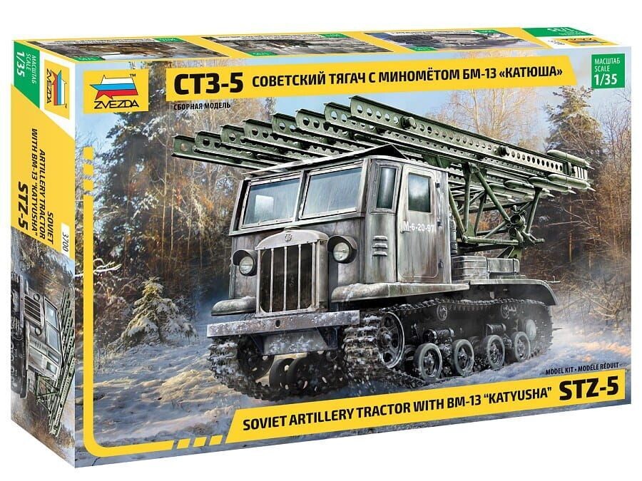 Zvezda ZV3700 1:35 STZ-5 Sowjetischer Artillerie-Traktor mit BM-13 Katyusha