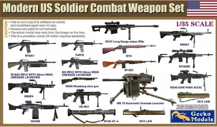 Gecko Models GM35GM0082 1/35 Modern US Soldier Combat Weapon Set