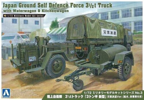 AOSHIMA AOS03  1/72 JGSDF 3,5t Truck w/Waterwagon & Kitchenwagon