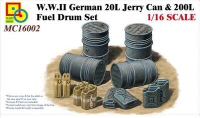 Classy Hobby MC16002 1/16 W.W.II German 20L Jerry Can & 200L Fuel Drum Set.