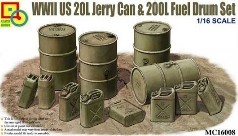 Classy Hobby MC16008 1/16 WWII US 20L Jerry Can & 200L Fuel Drum Set Classy Hobby MC16008 1/16 WWII US 20L Jerry Can & 200L Fuel Drum Set