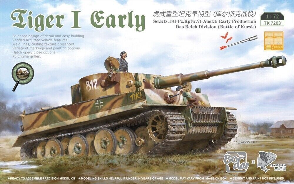 Border Models BMTK7203 1/72 Tiger I , frühe Produktion 'tiki' Division das Reich , Kursk 1943