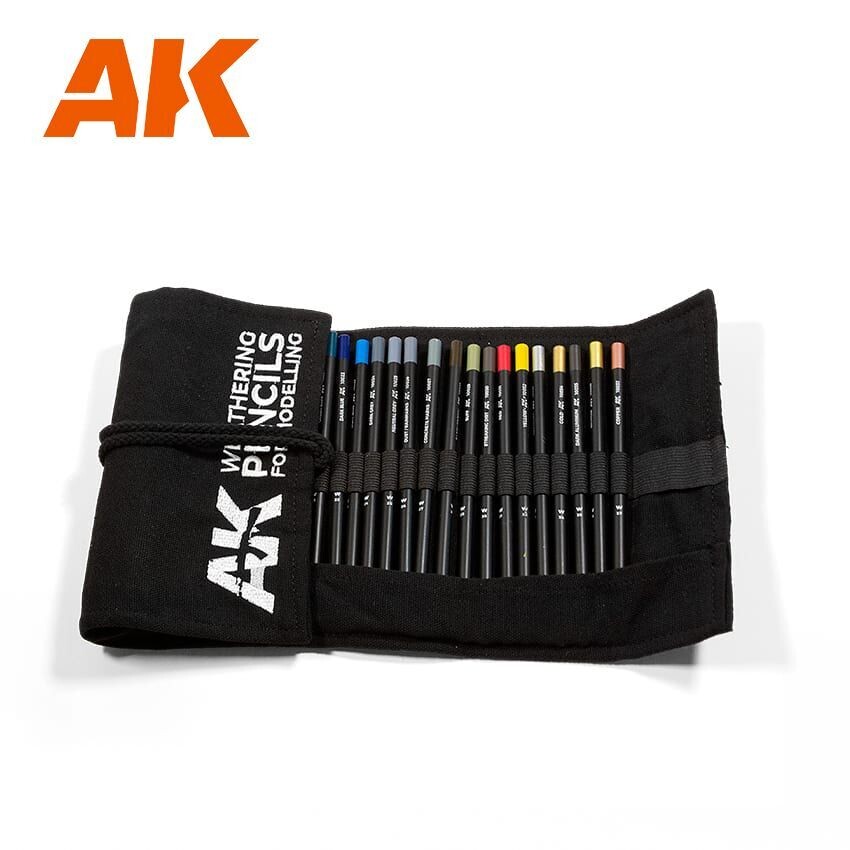 AK AK10048 WEATHERING PENCILS FULL RANGE CLOTH CASE - ANGEBOT !!!!