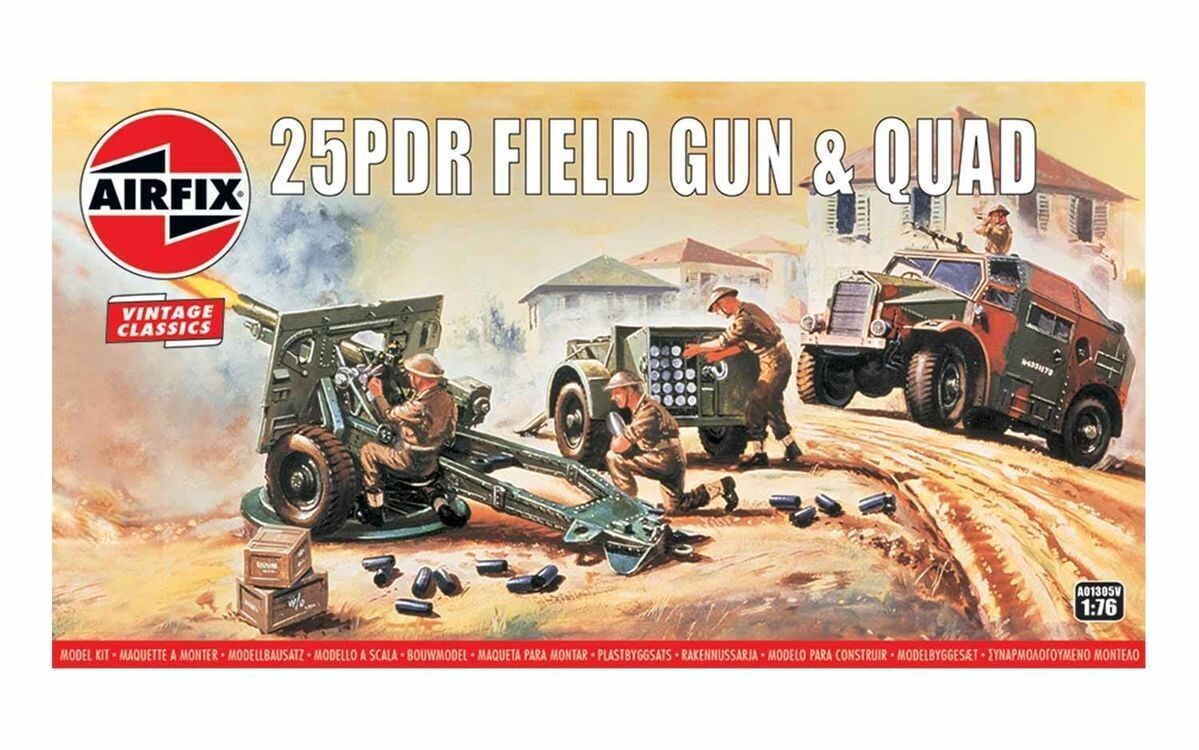 Airfix AF01305V 1/72 25PDR Field Gun & Quad Vintage Classics