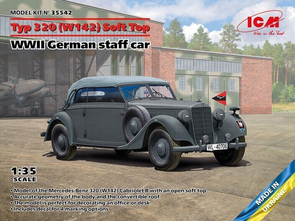 ICM ICM35542 1/35Typ 320 ( W142 ) Soft Top WWII , German Staff Car