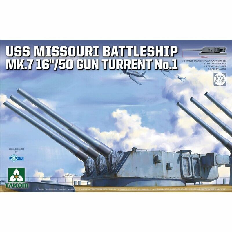 TAKOM TAK5015 1/72 Missouri Battleship Mk.7 16"/50 Gun Turret No. 1