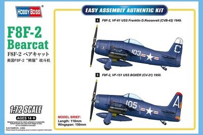 Hobby Boss HB87269 1/72 F8F-2 Bearcat - Easy Assembly !!