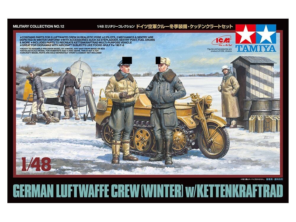 TAMIYA TM32412 1/48 German Luftwaffe Crew ( Winter ) w/Kettenkraftrad
