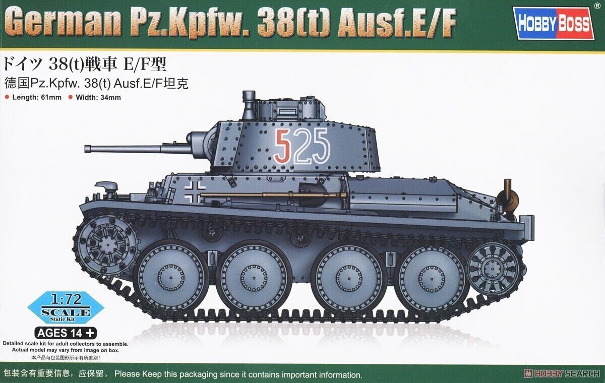 Hobby Boss HB82956 1/72 German Pz.Kpfw. 38(t) Ausf.E/F
