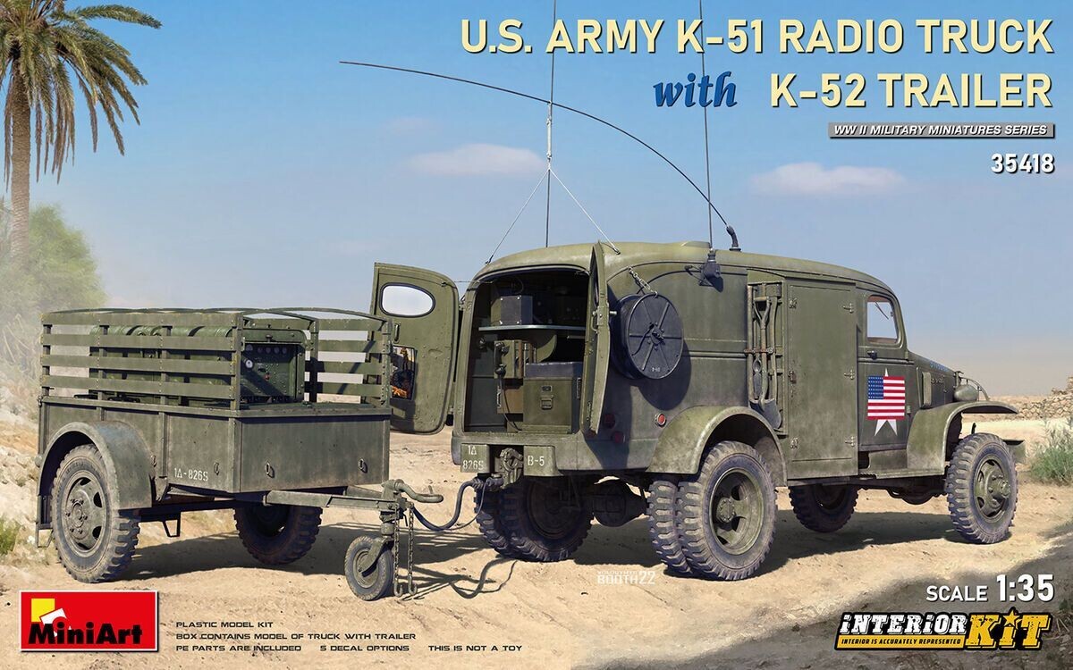 Miniart MA35418 1/35 U.S. Army K-51 Radio Truck With K-52 Trailer - Interior Kit