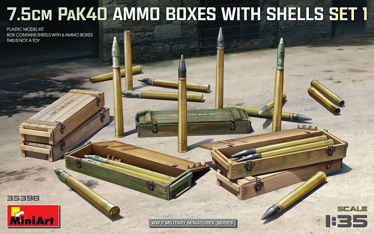 Miniart MA35398 1/35 7,5cm PaK40 Ammo Boxes with Shells , Set 1