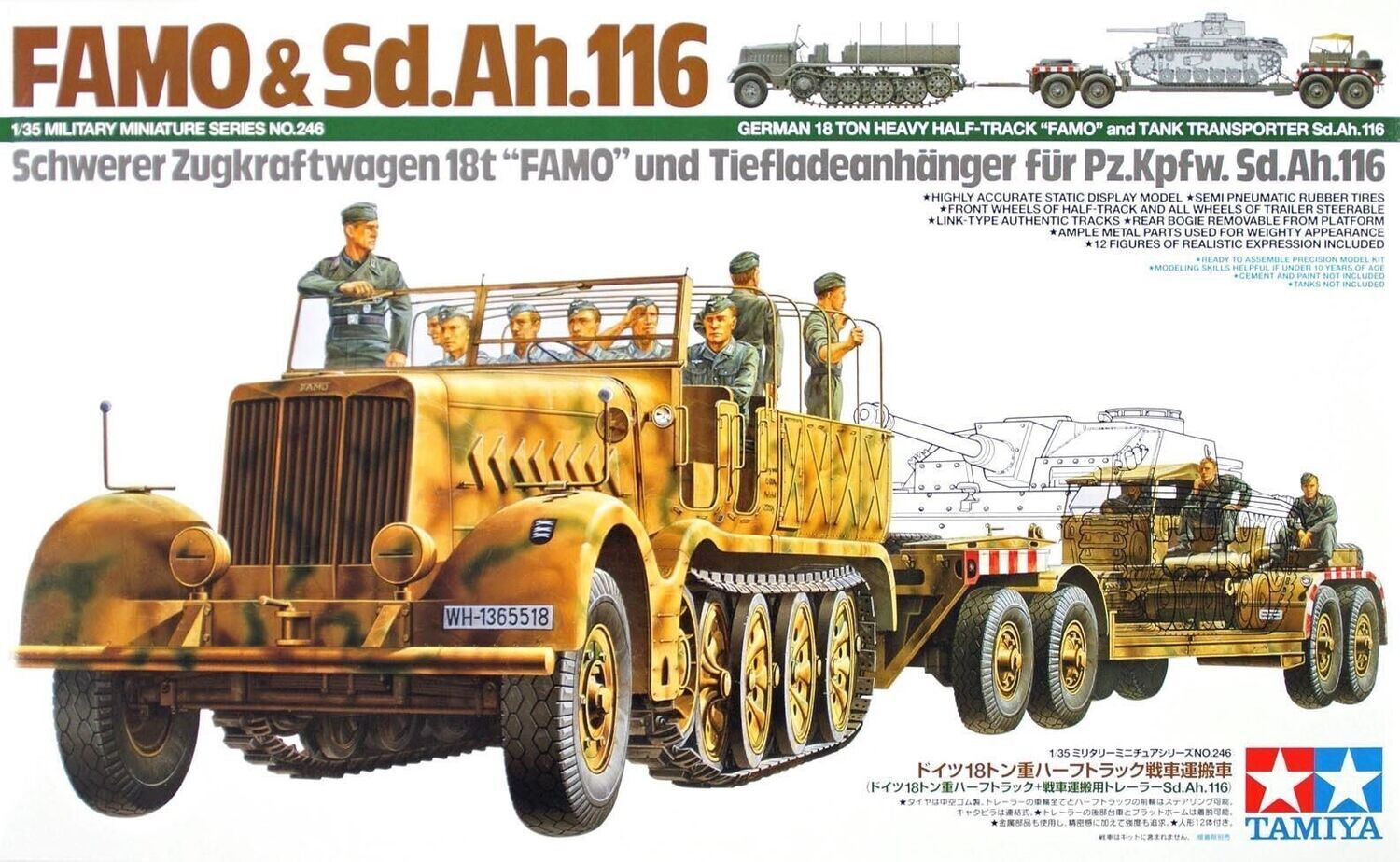 Tamiya TM35246 1/35 German 18 Ton Heavy Half-Track Famo and Tank Transporter Sd.Ah.116