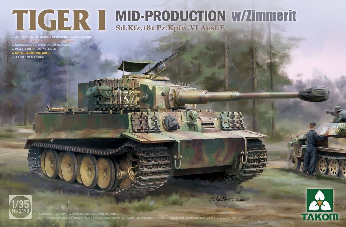 TAKOM TAK2198 1/35 Sd.Kfz.181 Pz.Kpfw.VI, Ausf.E - Tiger I Mid - Production w/ Zimmerit