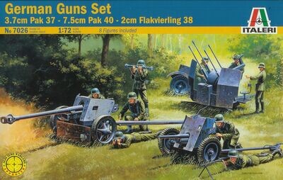 Italeri IT7026 1/72 German Guns Set - PAK 37 - PAK 40 - FLAK 38