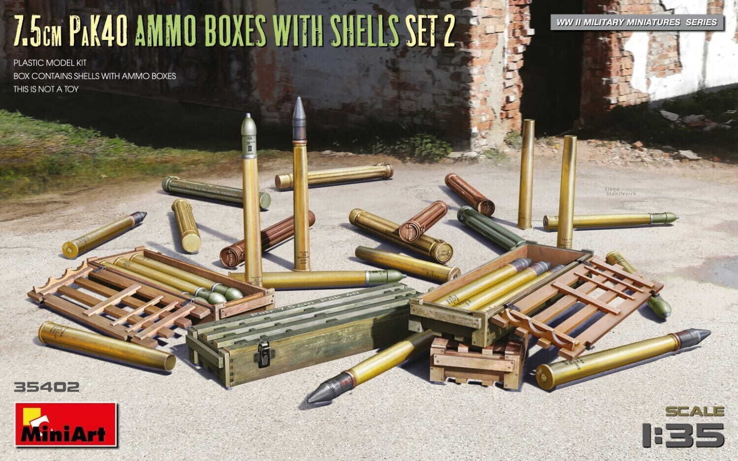 Miniart MA35402 1/35 7,5cm PaK 40 Ammo Boxes with Shells , Set 2