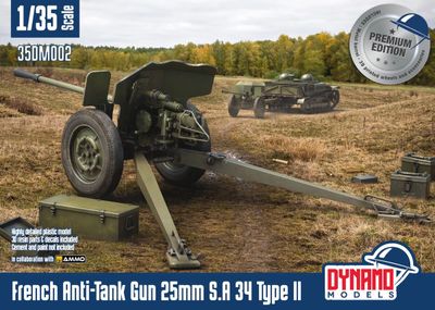 DYNAMO DYM35DM002P 1/35 French Anti -Tank Gun 25mm S.A 34 Type II - Premium Edition