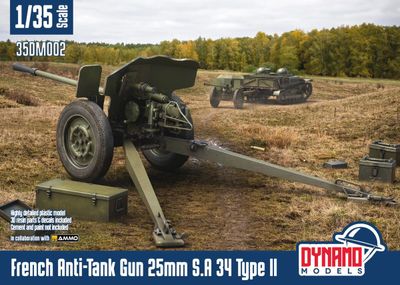DYNAMO DYM35DM002 1/35 French Anti-Tank Gun 25mm S.A 34 Type II Standard Version