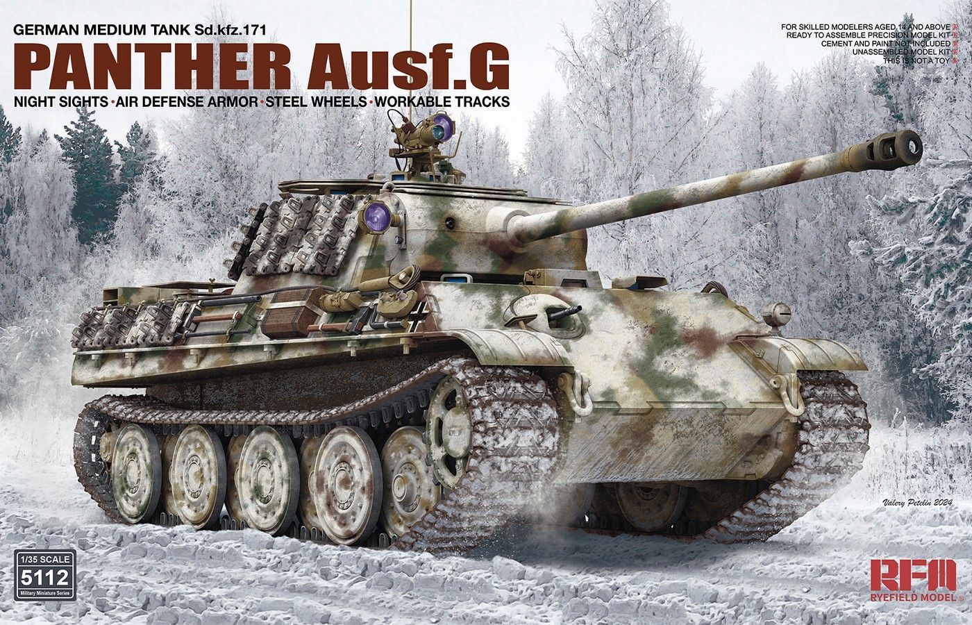 RYEFIELD RM5112 1/35 Sd.Kfz.171 Panther G w/Night Sights and Air Defense Armor & Steel Wheel