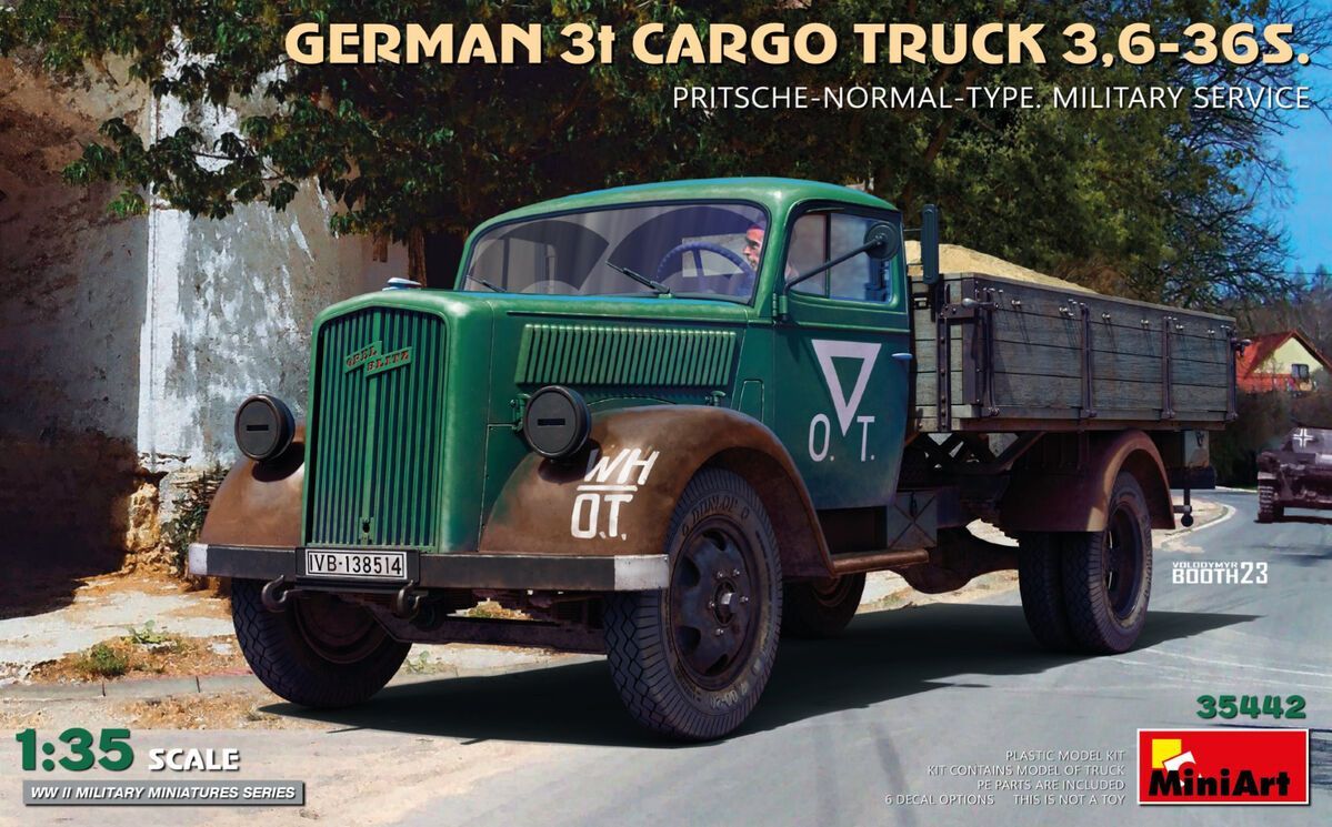 Miniart MA35442 1/35 German 3t Cargo Truck 3,6 -36S Pritsche -Normal Type Military Service