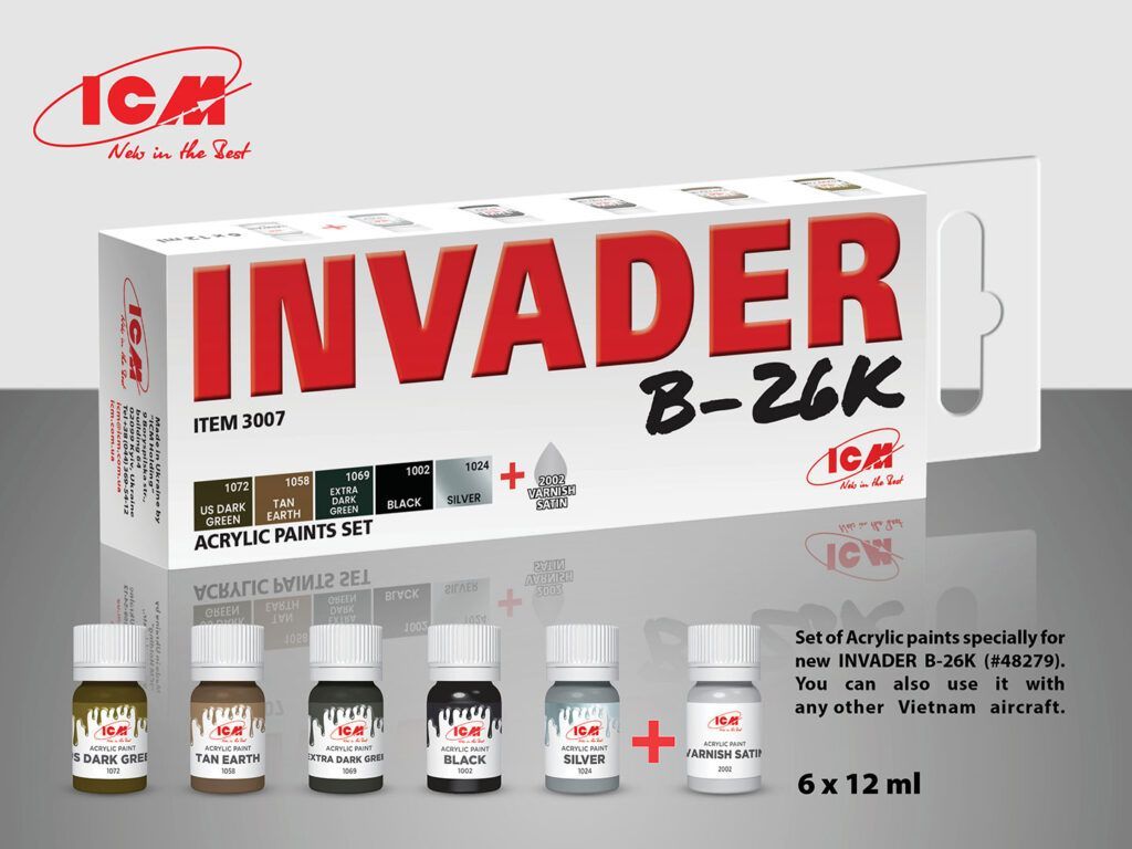 ICM ICM3007  Invader B -26K and other Vietnam aircraft Paint Set
