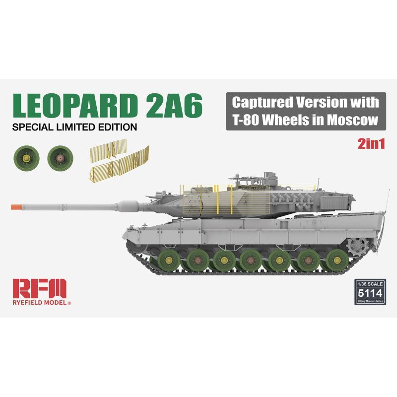 RYEFIELD RM5114 1/35 Leopard 2A6 Captured Vers. w/T-80 Wheels in Moscow