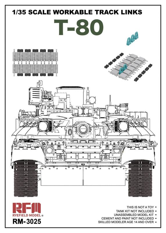 RYEFIELD RM3025 1/35 T-80 Workable Track Links