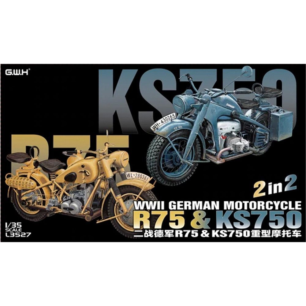 Great Wall Hobby GWHL3527 1/35 WWII German Motorcycle R75 & KS750 , 2 in 2