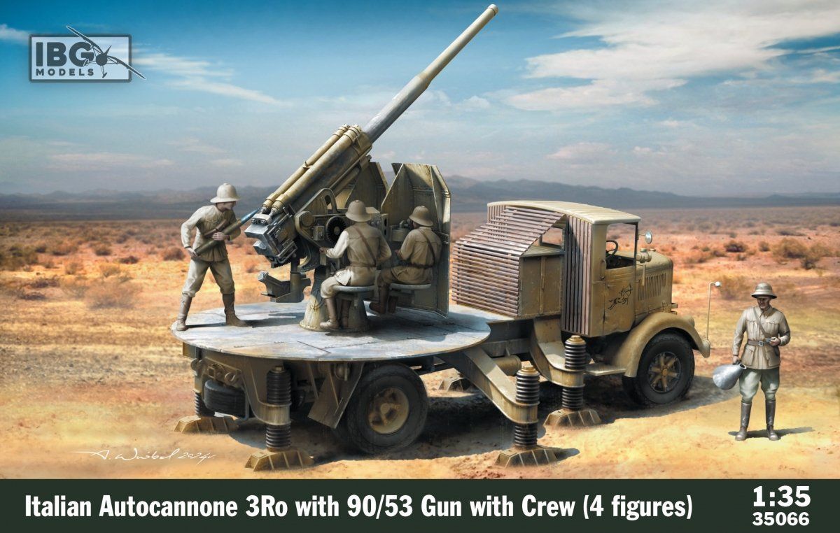 IBG IBG35066 1/35  Italian Autocannone 3Ro w/90/53 Gun and Crew ( 4 figures )