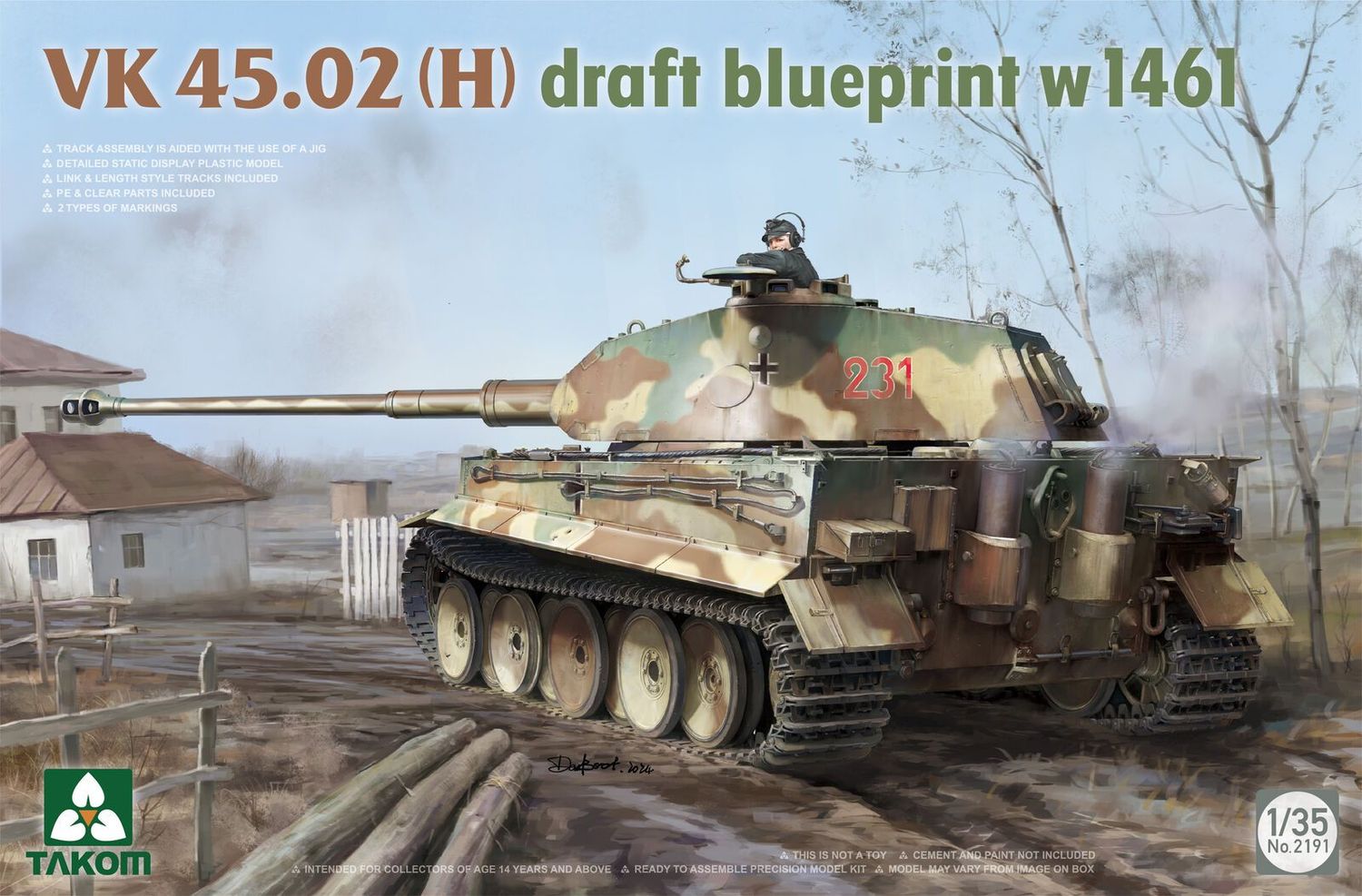 TAKOM TAK2191 1/35 VK 45.02(H) draft blueprint w 1461